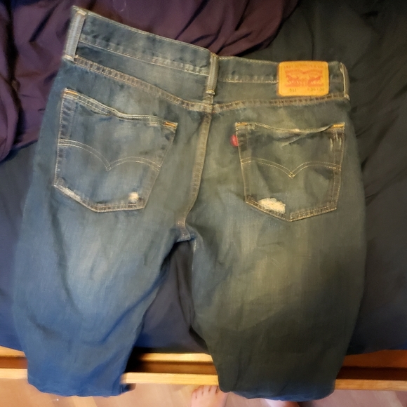 mens levis 511 36×36 dark wash distressed jeans - Picture 2 of 3